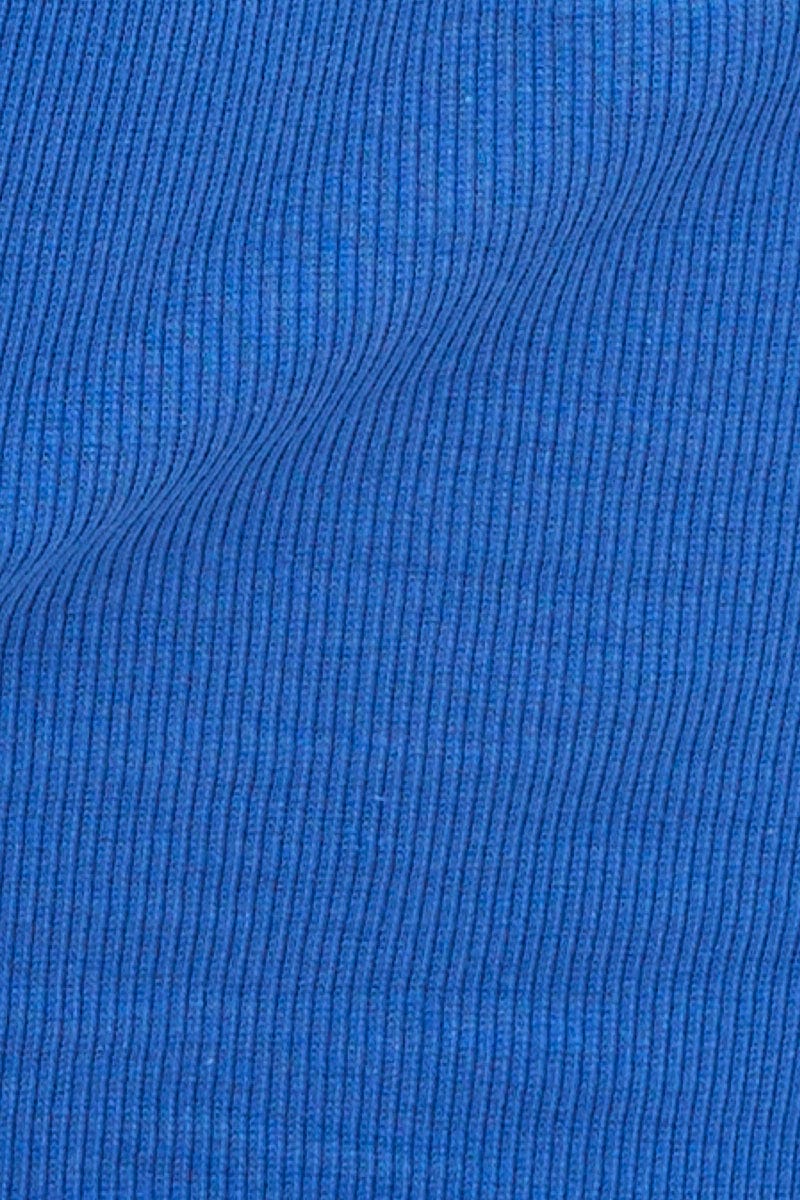 Blue Tank Top Sleeveless Crew Neck