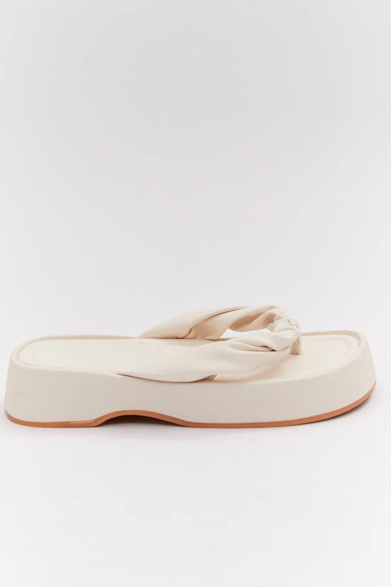 White Toe Post Chunky Sole Sandals
