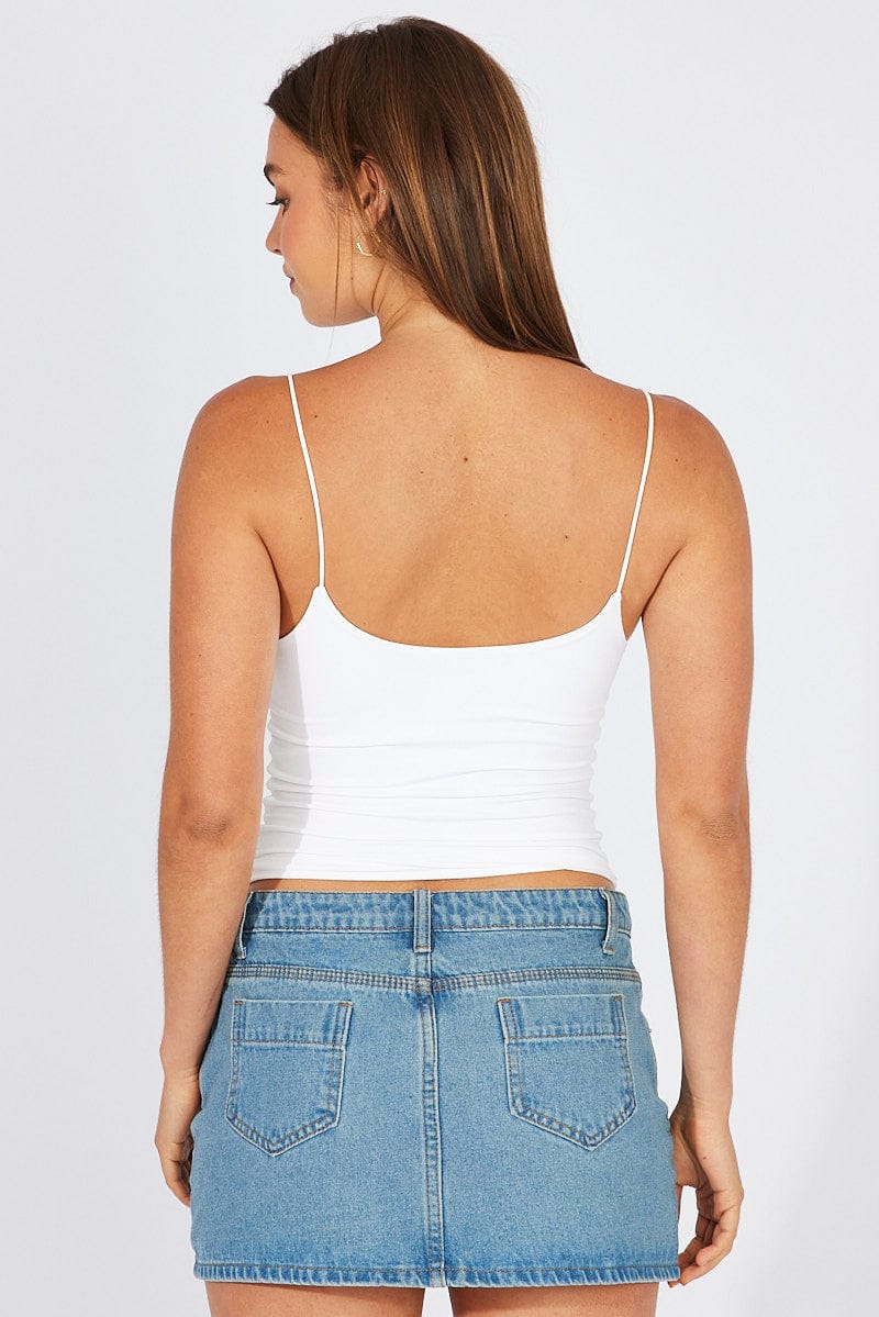 White Singlet Top Round Neck Supersoft