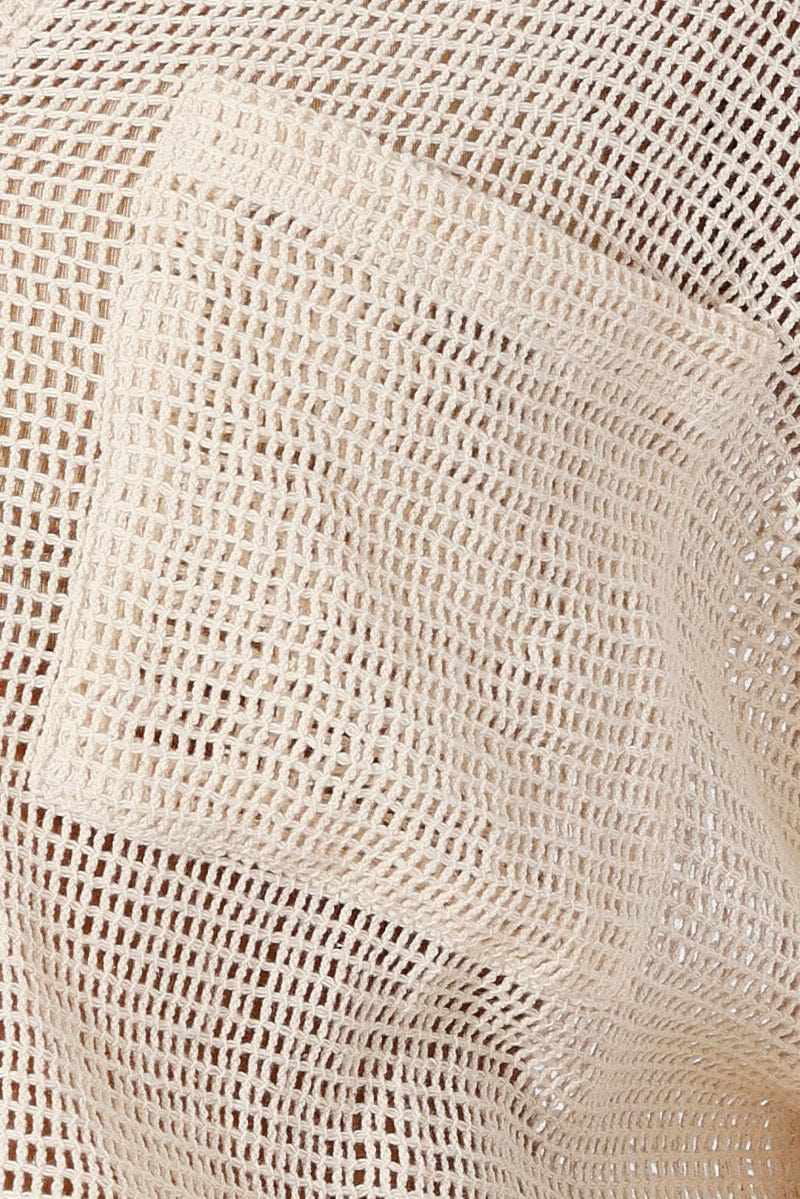 Beige Shirt Short Sleeve Collared Neck