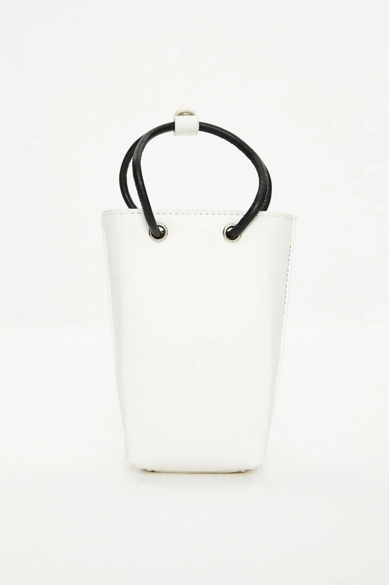 White Ruched Pouch Bag
