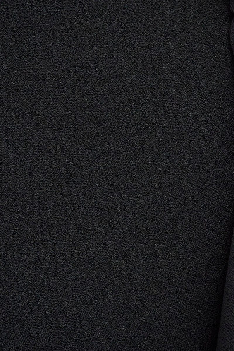 Black Crop Top Long Balloon Sleeve Backless Plunge Top