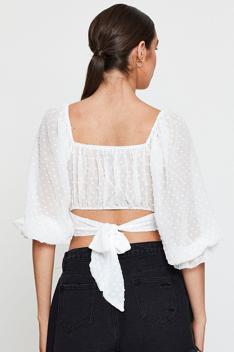 White Crop Top Long Sleeve
