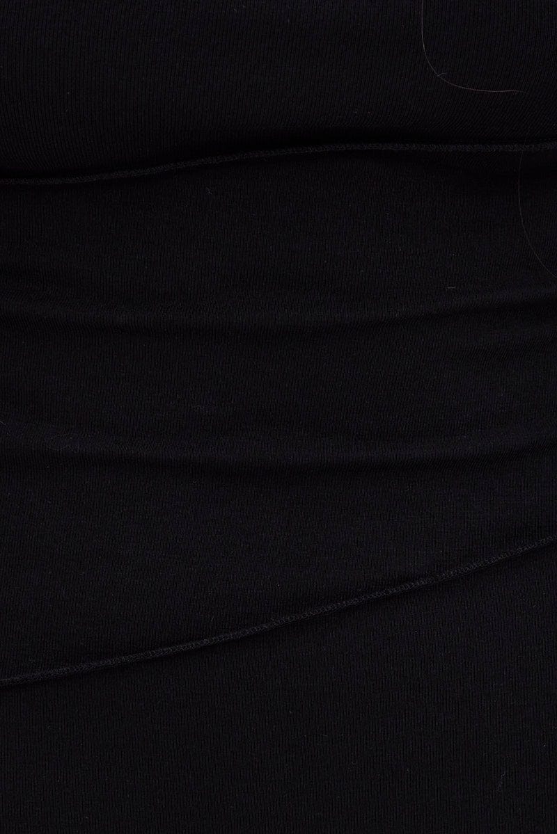 Black Ribbed Bodycon Midi Dress