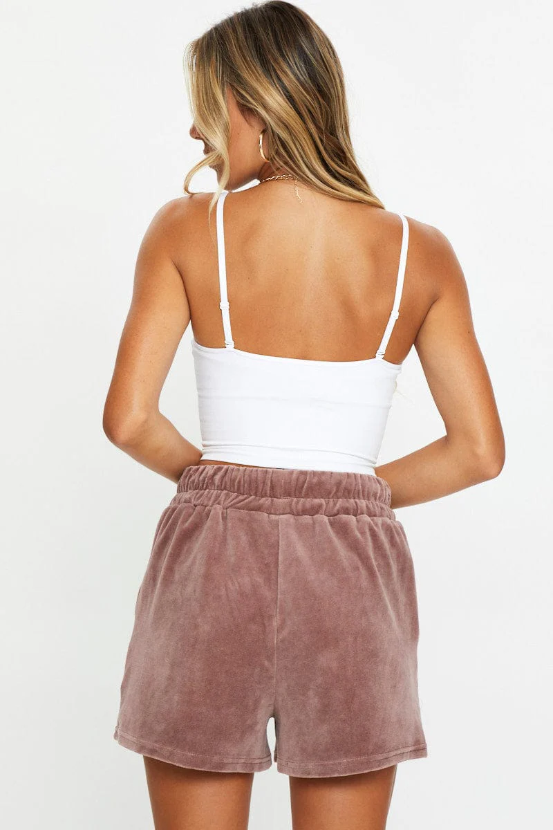 Brown Velour Shorts