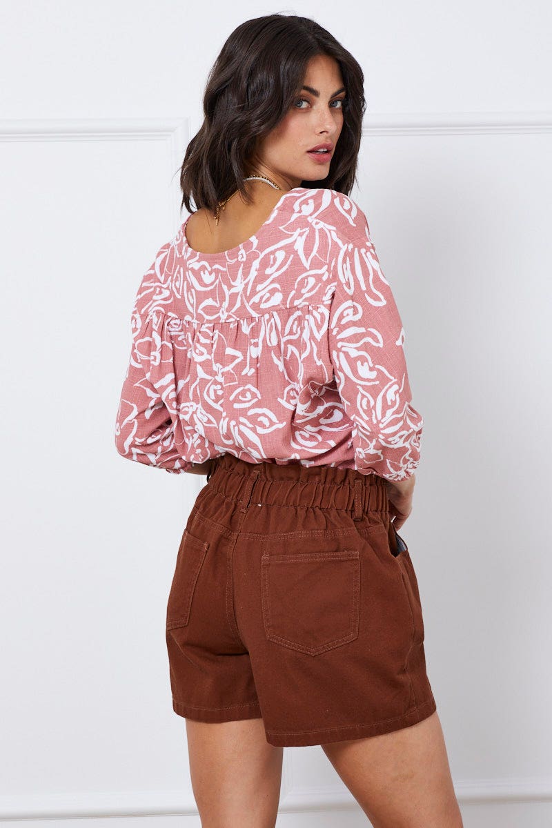 Brown Paper Bag Jeans High Waist Denim