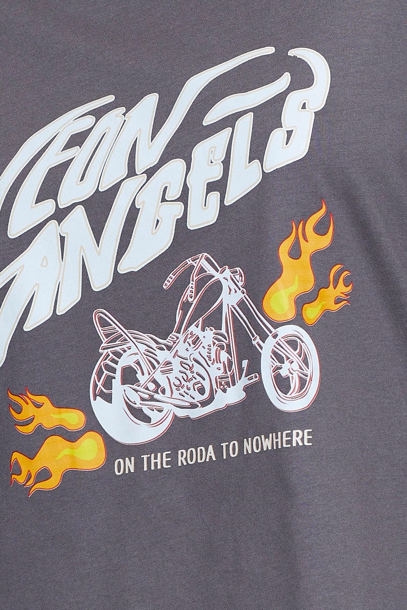 Grey Graphic T Shirt Short Sleeve