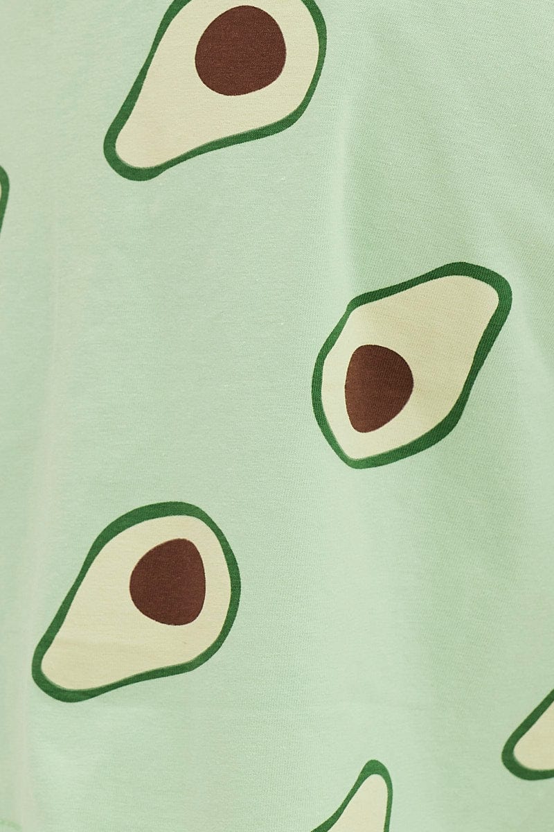 Multi Colour Short Sleeve Top & Shorts Pj Set Cotton