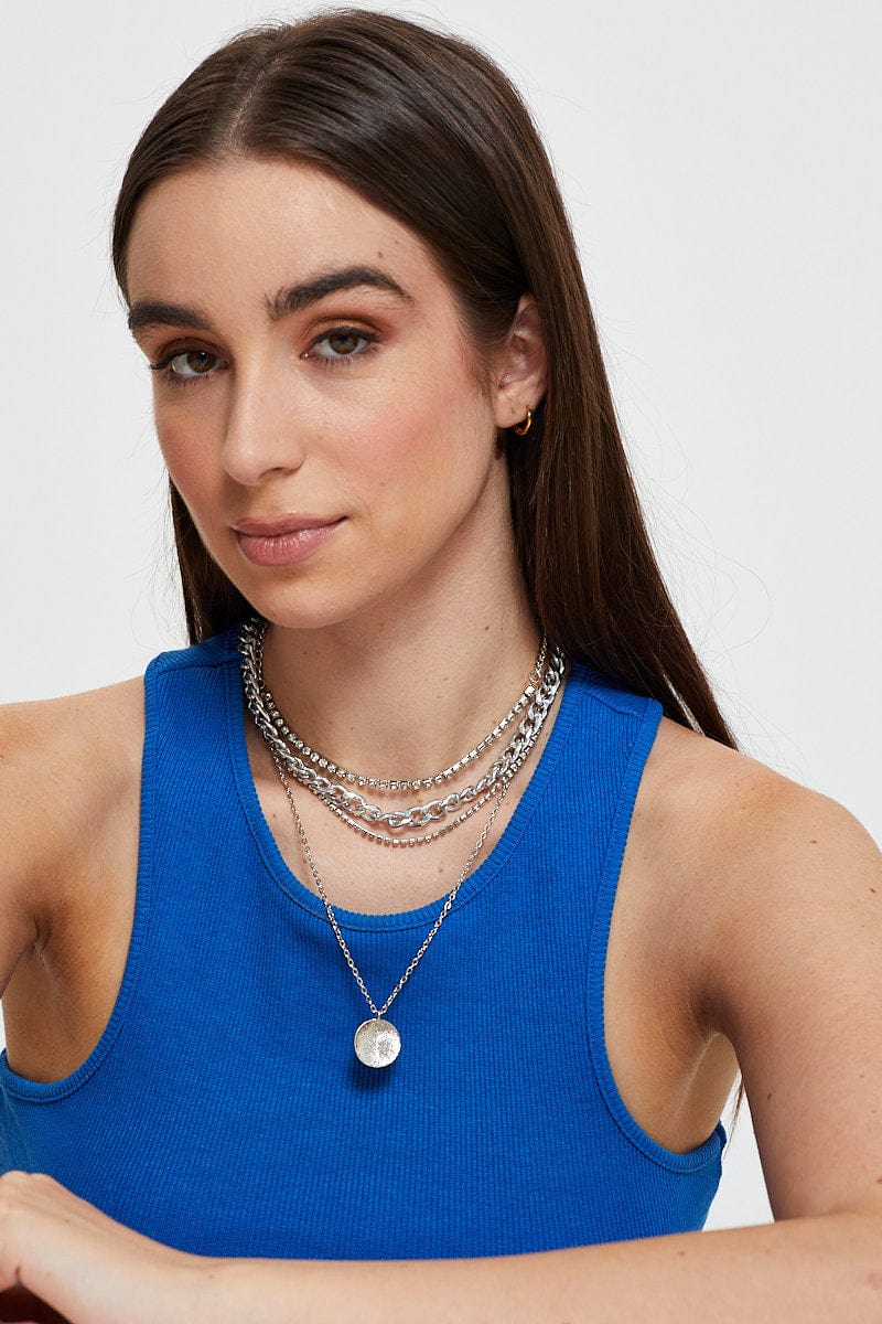 Silver Charm Layered Necklace