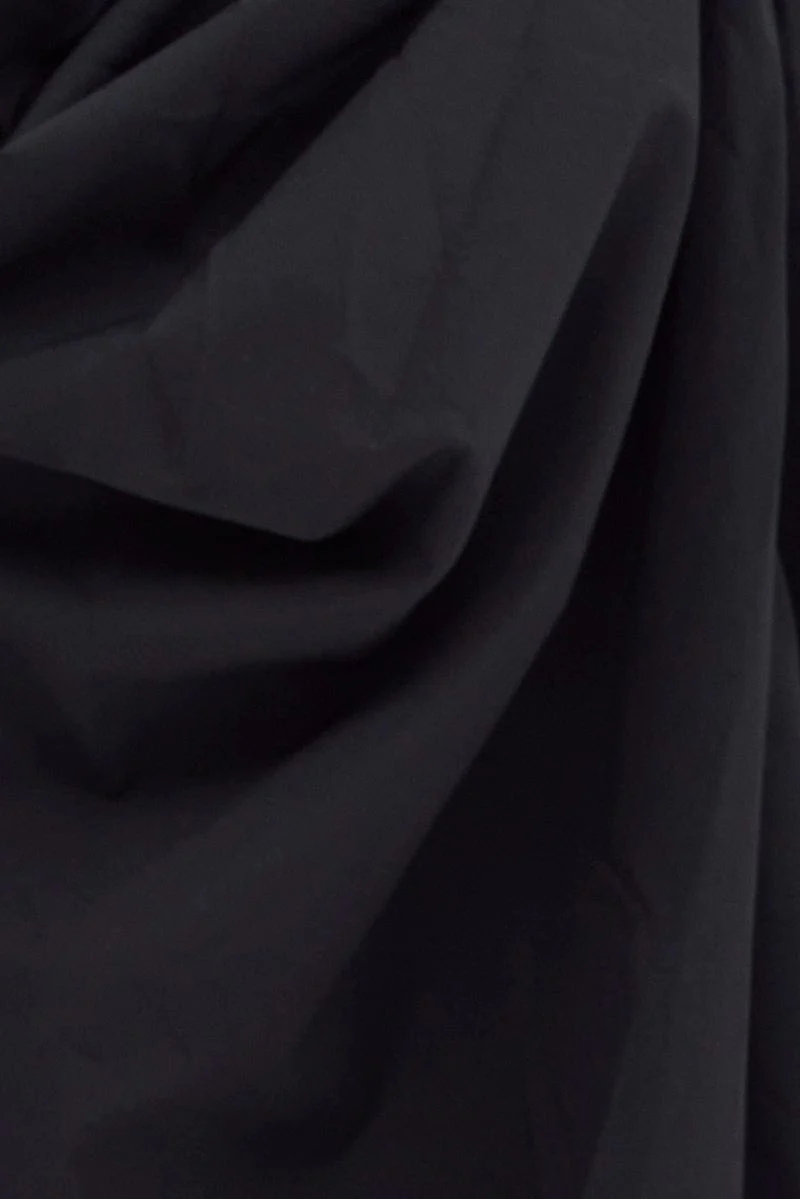 Black Draped Dress Bandeau Midi