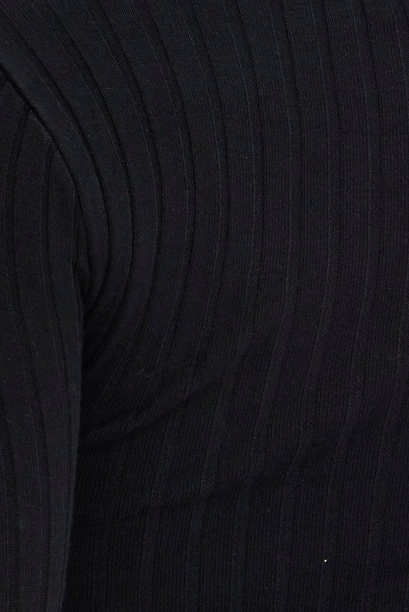 Black Knit Top Long Sleeve Crop
