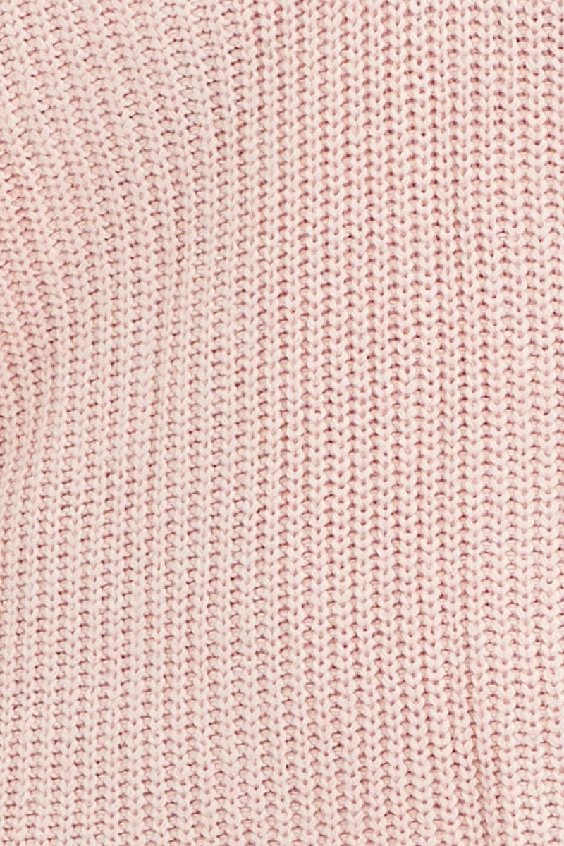 Pink Dress Long Sleeve Mini Knit