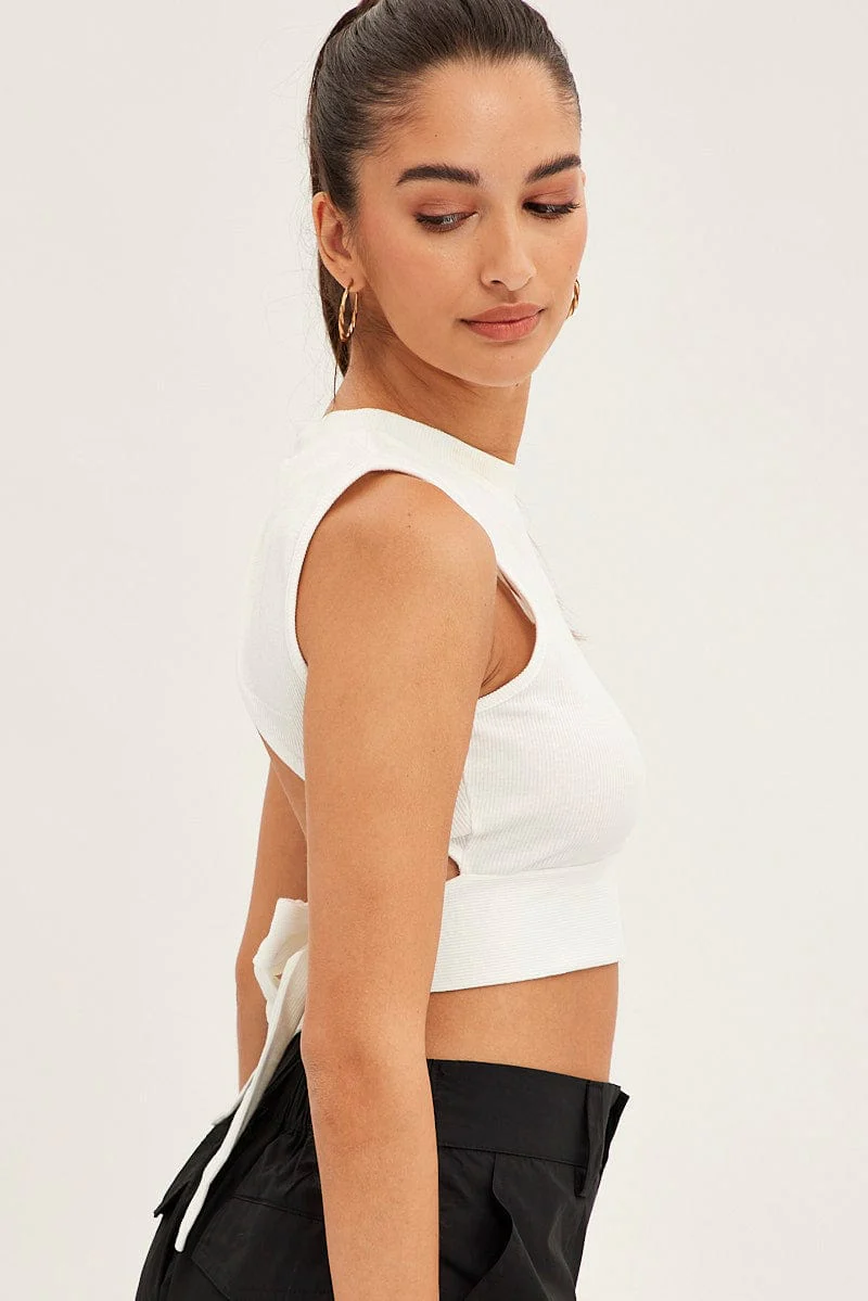 White Rib Jersey Cropped Top
