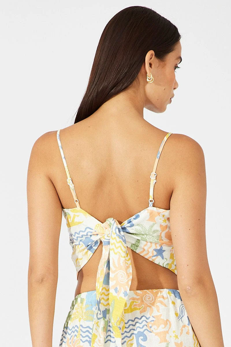 Multi Abstract Linen Scarf Cami