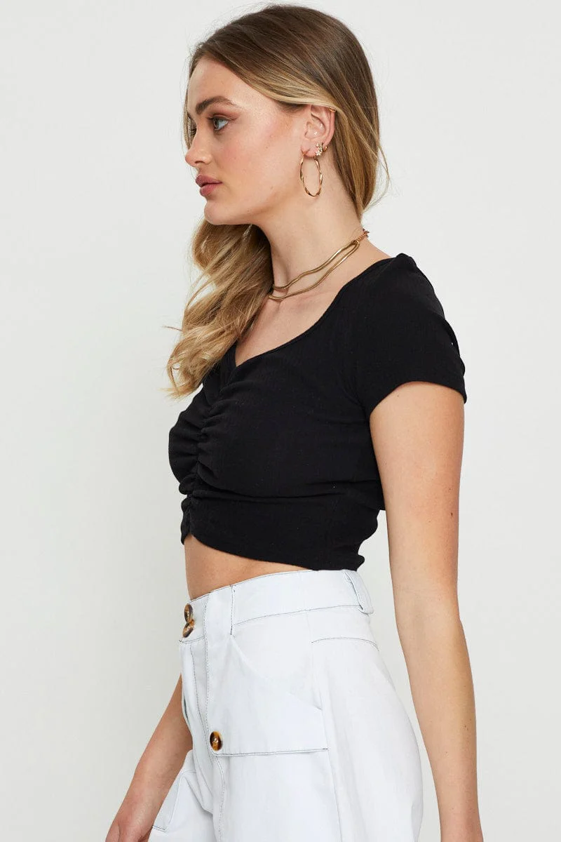 Black Crop Top Short Sleeve
