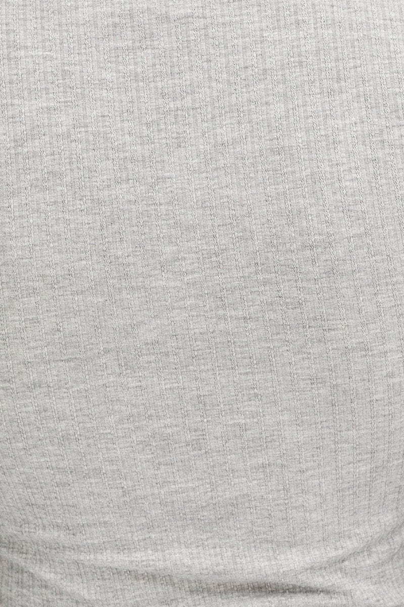 Grey Ring Detail Top Long Sleeve