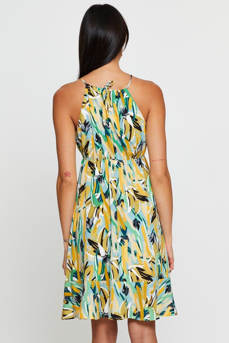 Print A Line Dress Mini