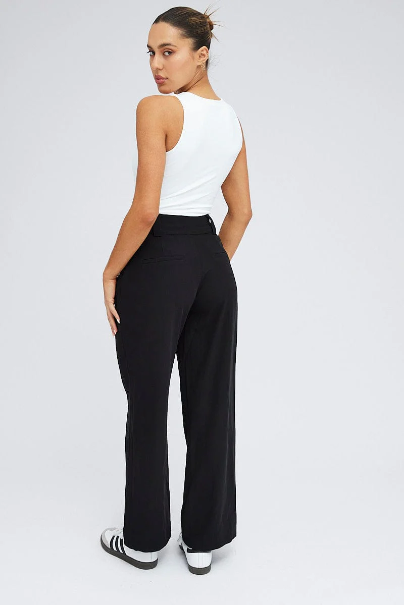 Black Wide Leg Pants High Rise