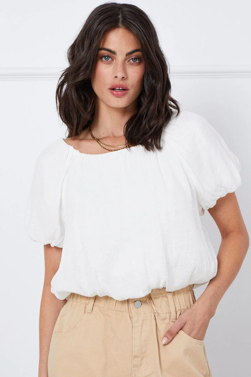 White Top Short Sleeve Round Neck Oversized