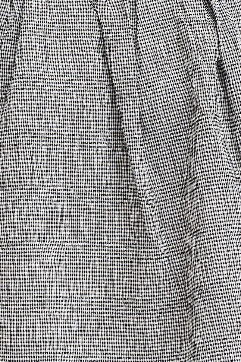 Check Flare Skirt High Rise Shirred Waist