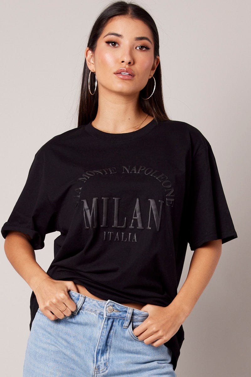 Black Graphic Tee Short Sleeve