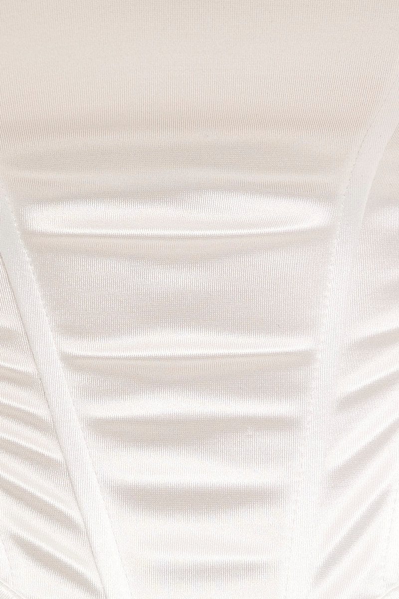 White Solid Lace Up Corset Top