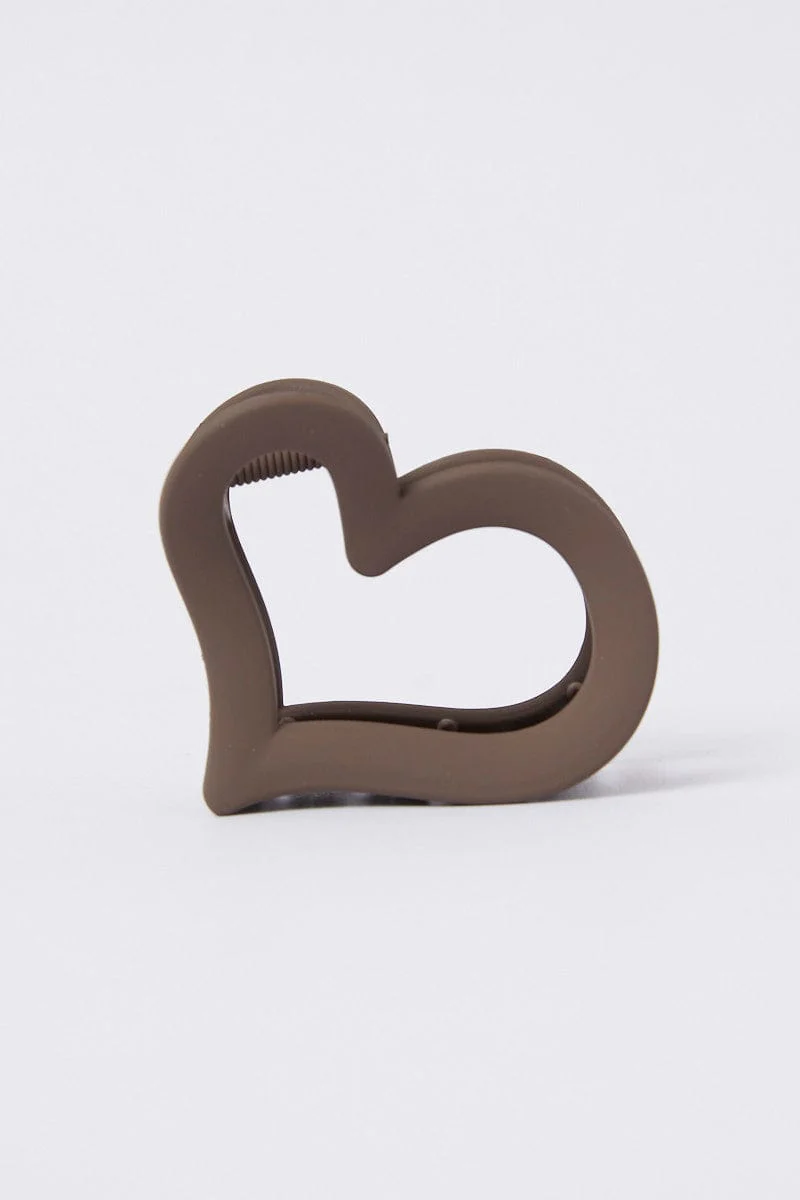 Brown Heart Claw Clip