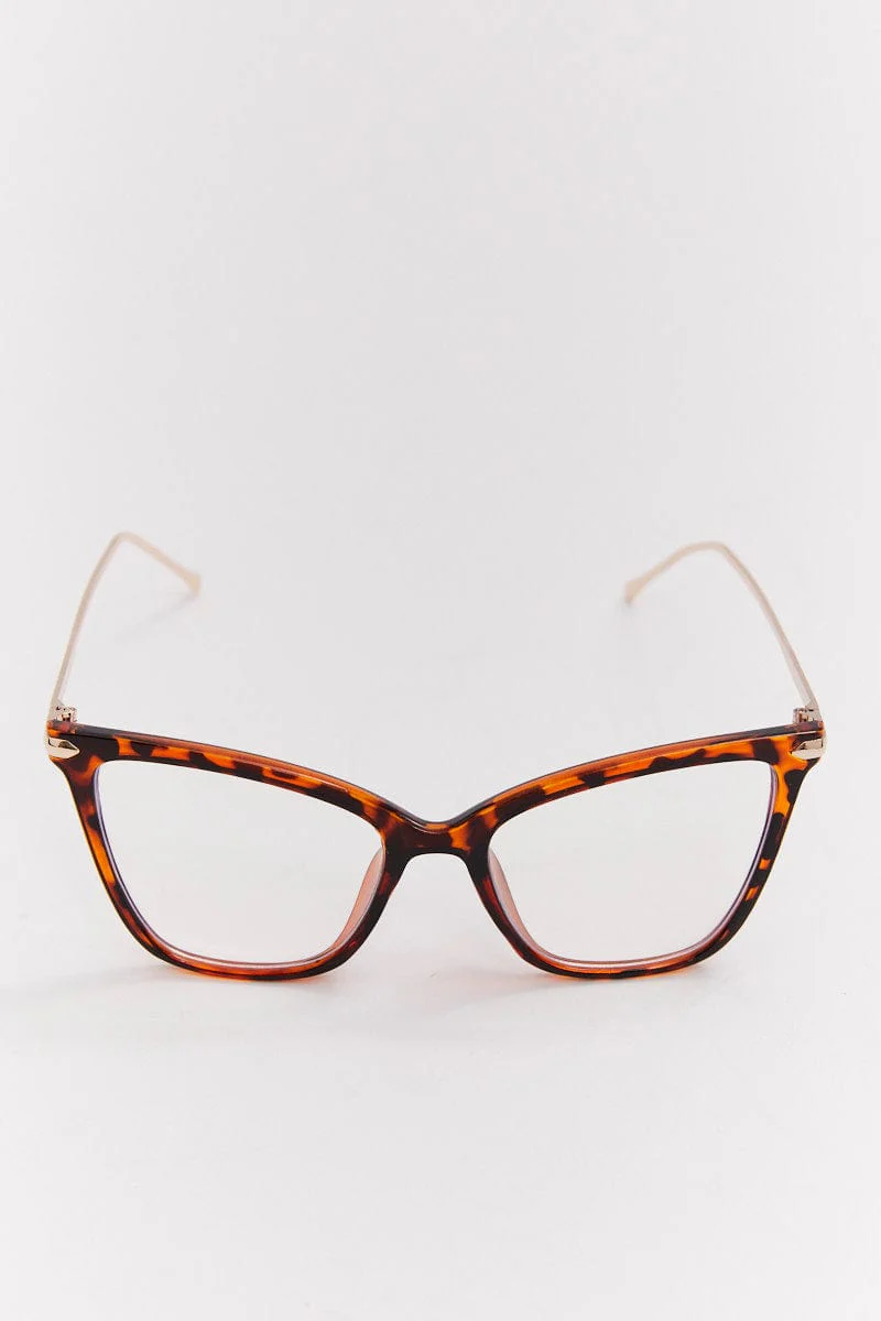 Brown Animal Print Cat Eye Fashion Glasses