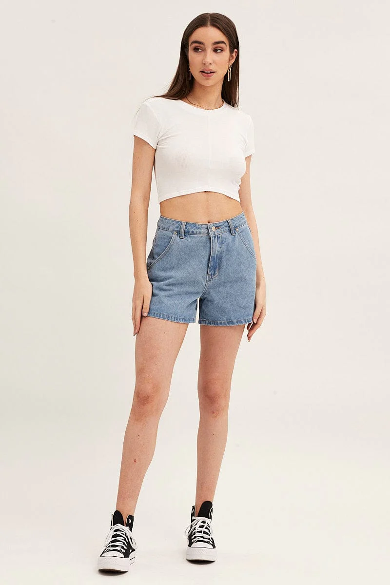 White T Shirt Short Sleeve Crew Neck