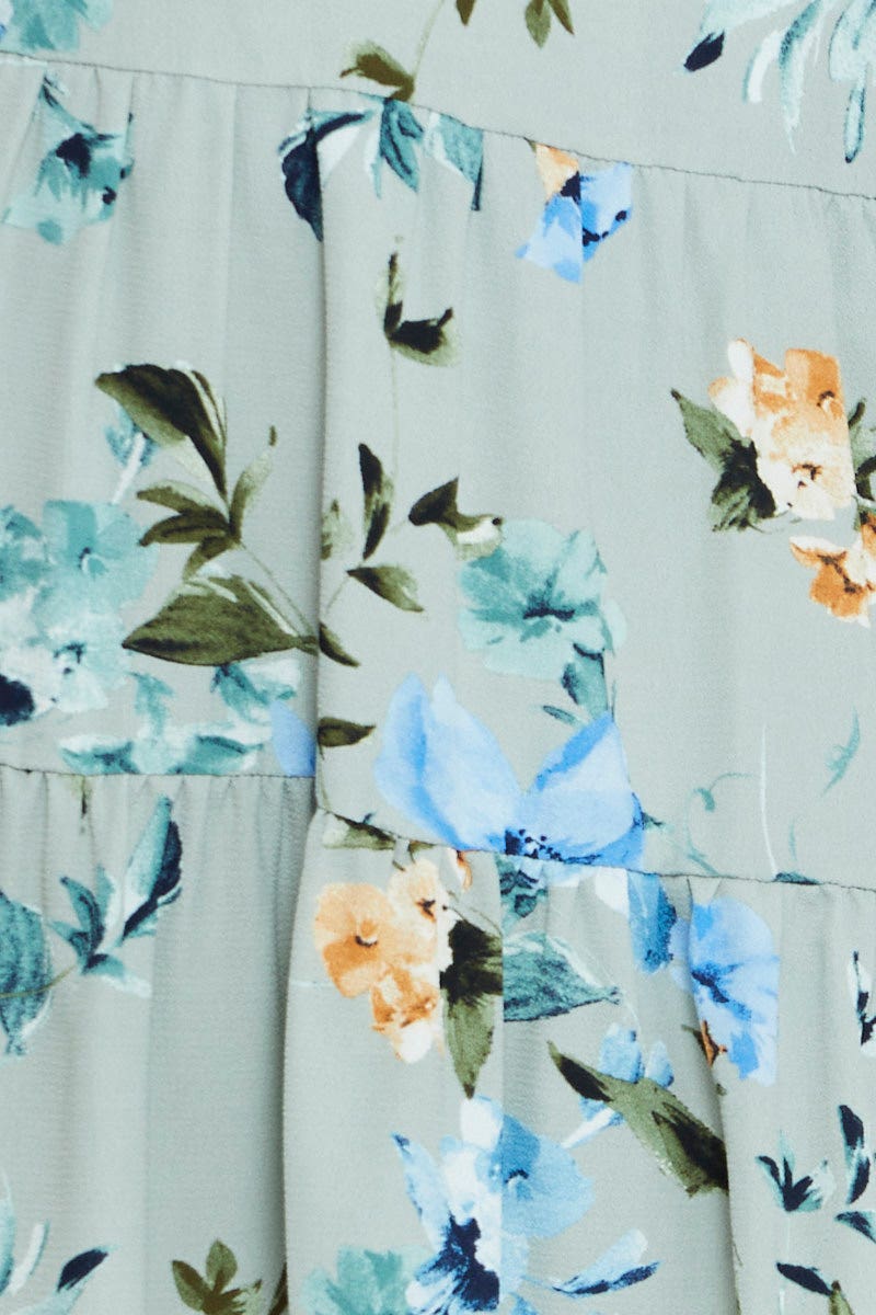 Print A Line Dress Midi