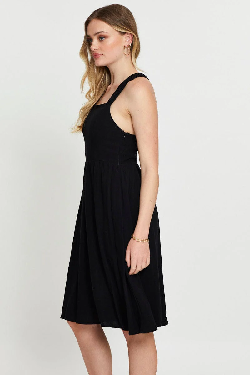 Black Midi Dress Linen
