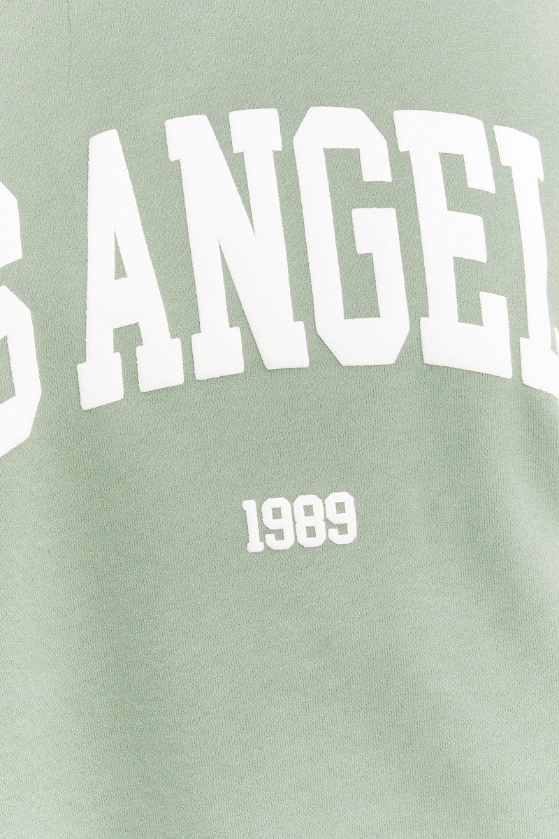 Green Graphic Sweater Long Sleeves