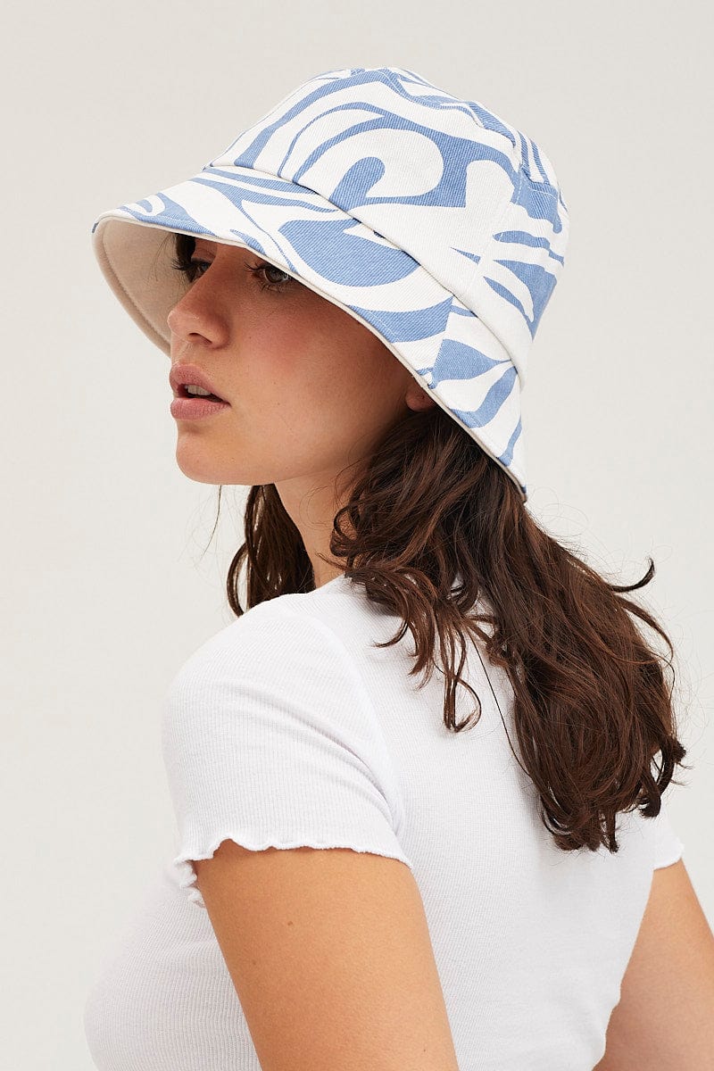 Blue Graphic Bucket Hat