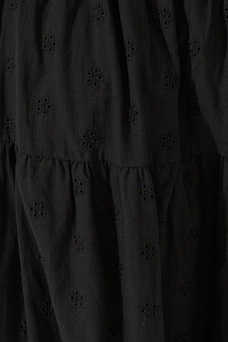 Black Midi Dress Sleeveless Eyelet