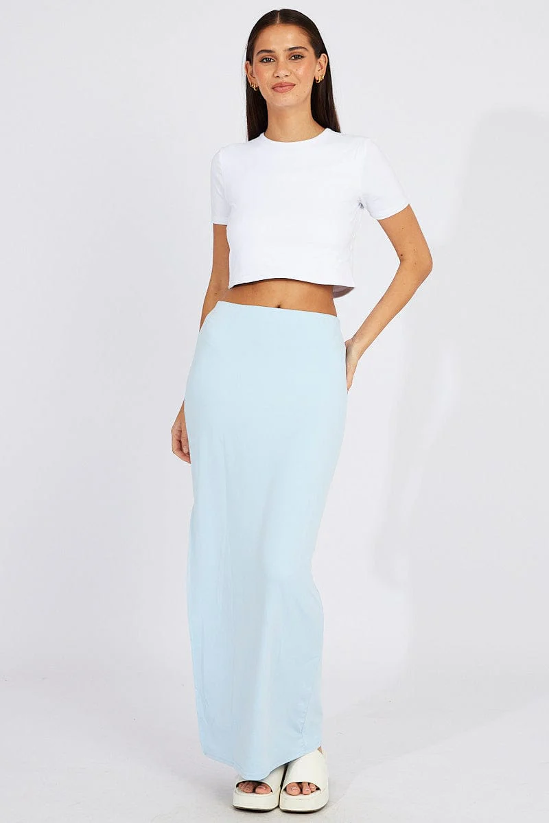 Blue Supersoft Maxi Skirt Side Split