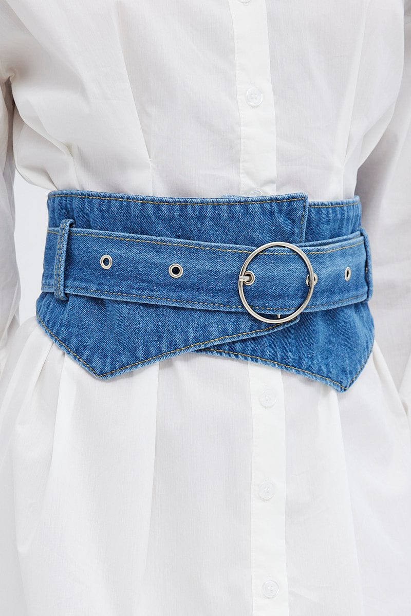 Blue Wide Corset Belt Waistband
