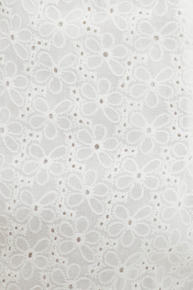 White Designer Broderie Anglais Trim Detail Lace Up Shorts