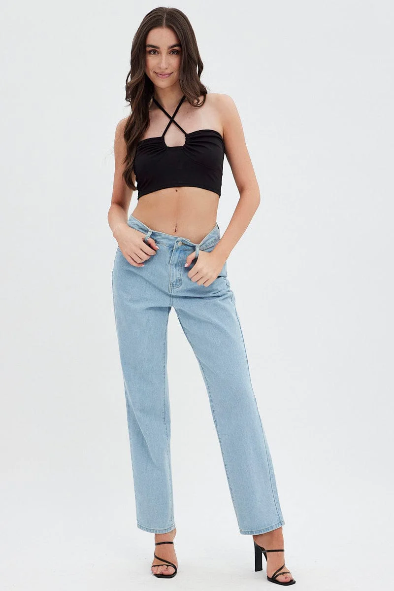 Black Keyhole Halter Top