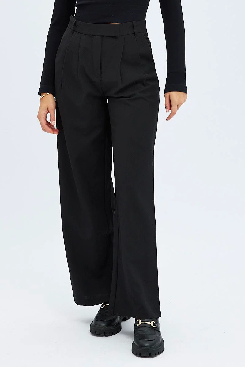 Black Wide Leg Pants Mid Rise