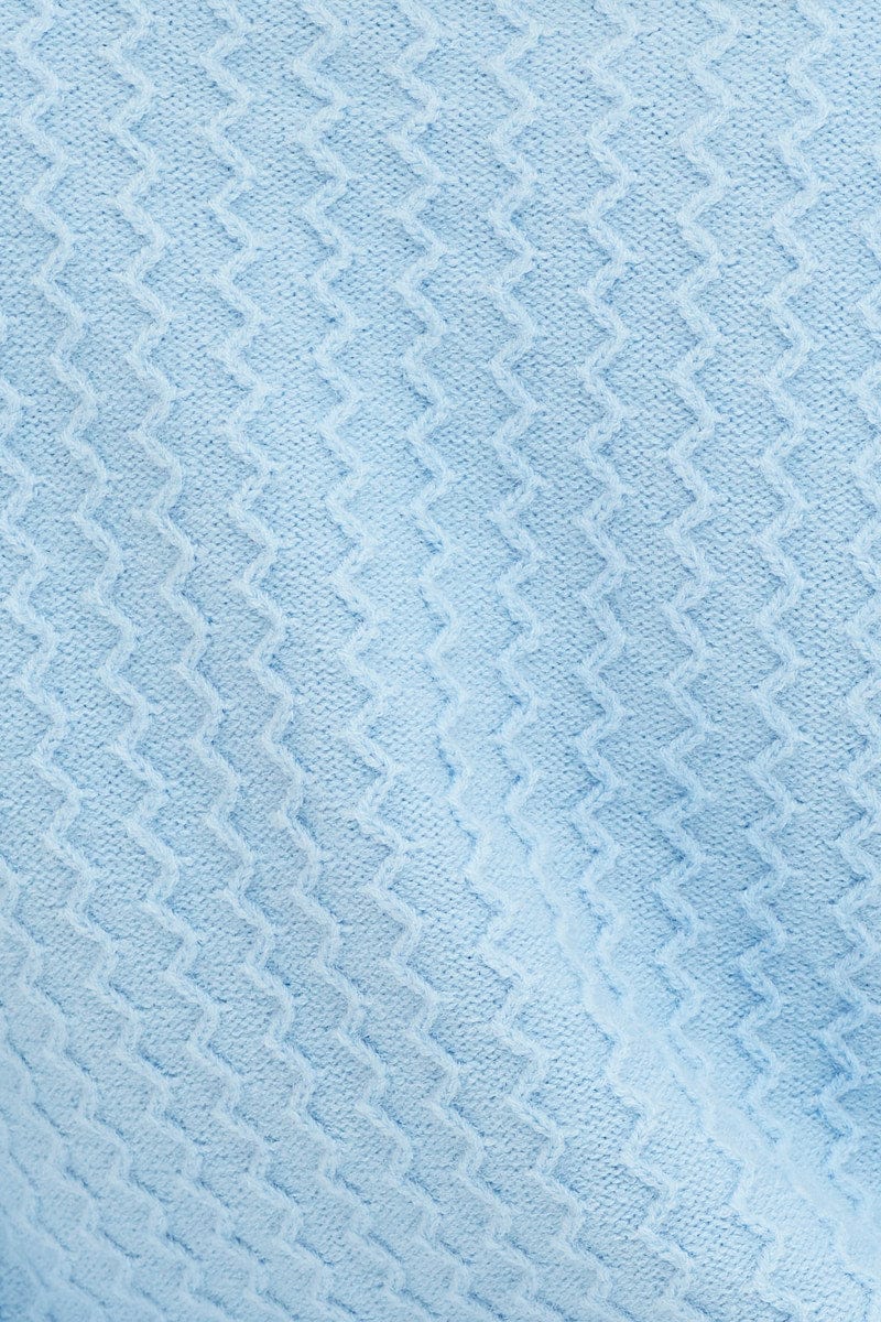 Blue Dress Long Sleeve Mini Knit