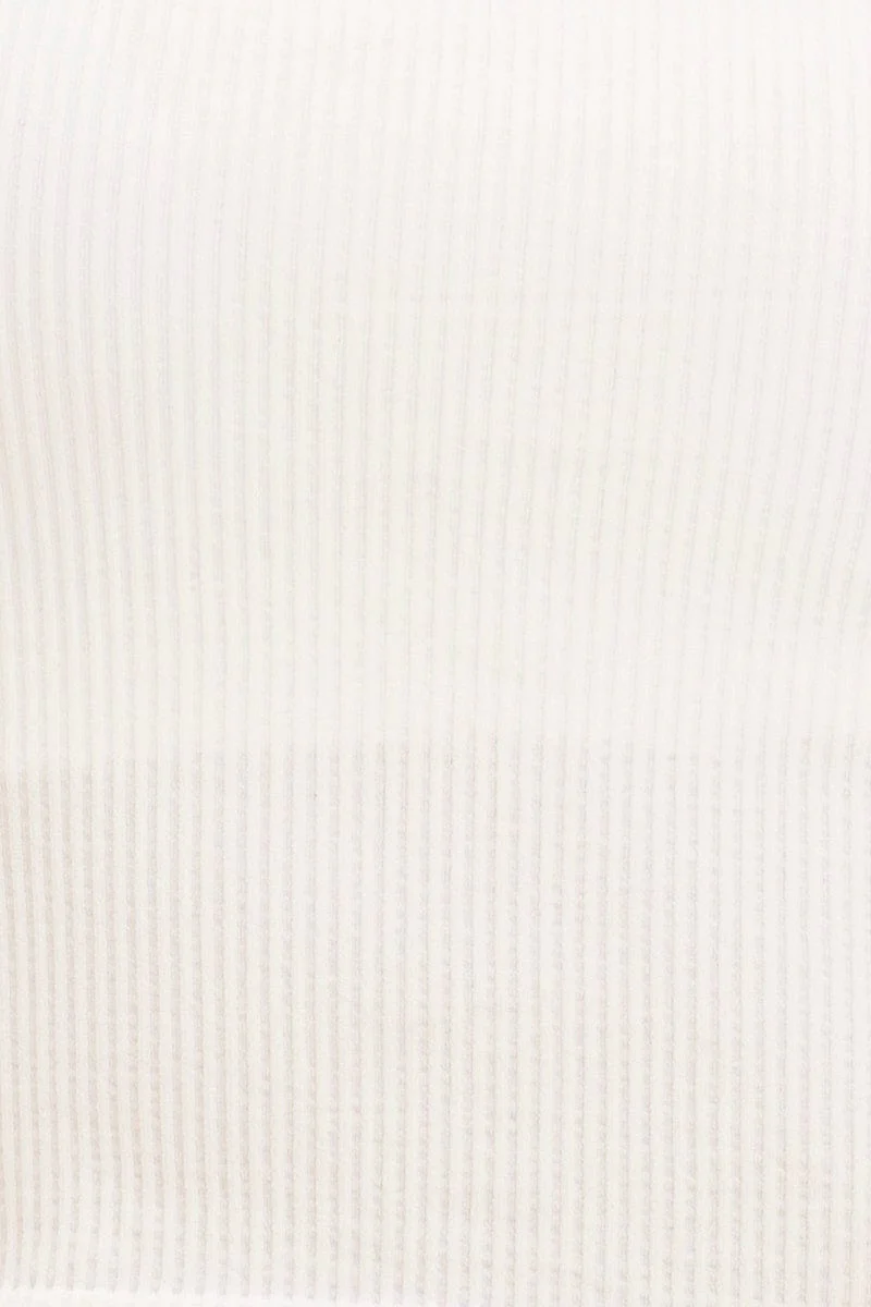 White Seamless Singlet Top Scoop Neck Rib Crop