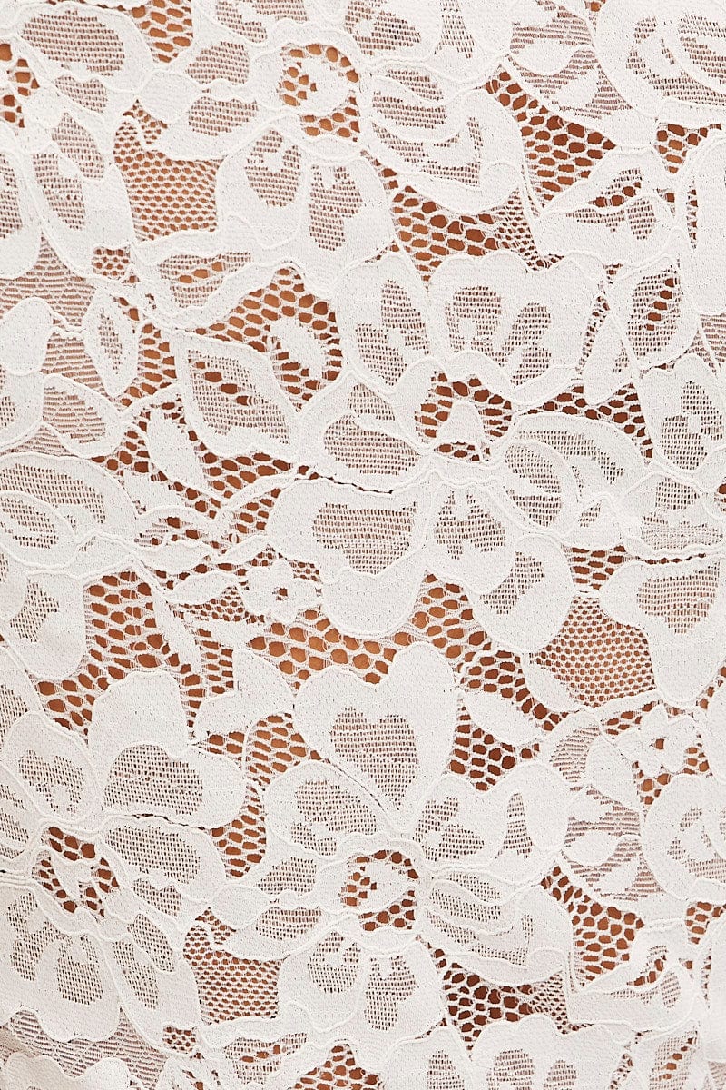 White Lace Top Short Sleeve V Neck Crop