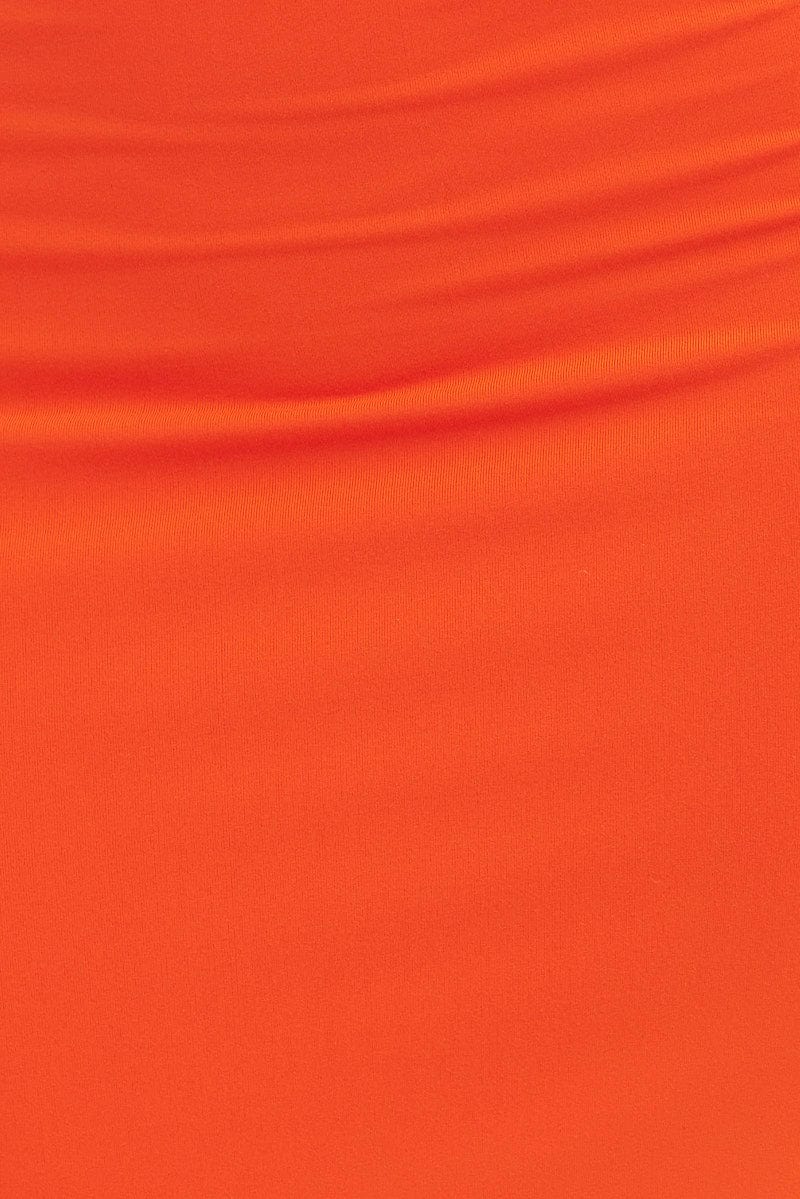 Orange Maxi Skirt High Rise Pencil Double Layered
