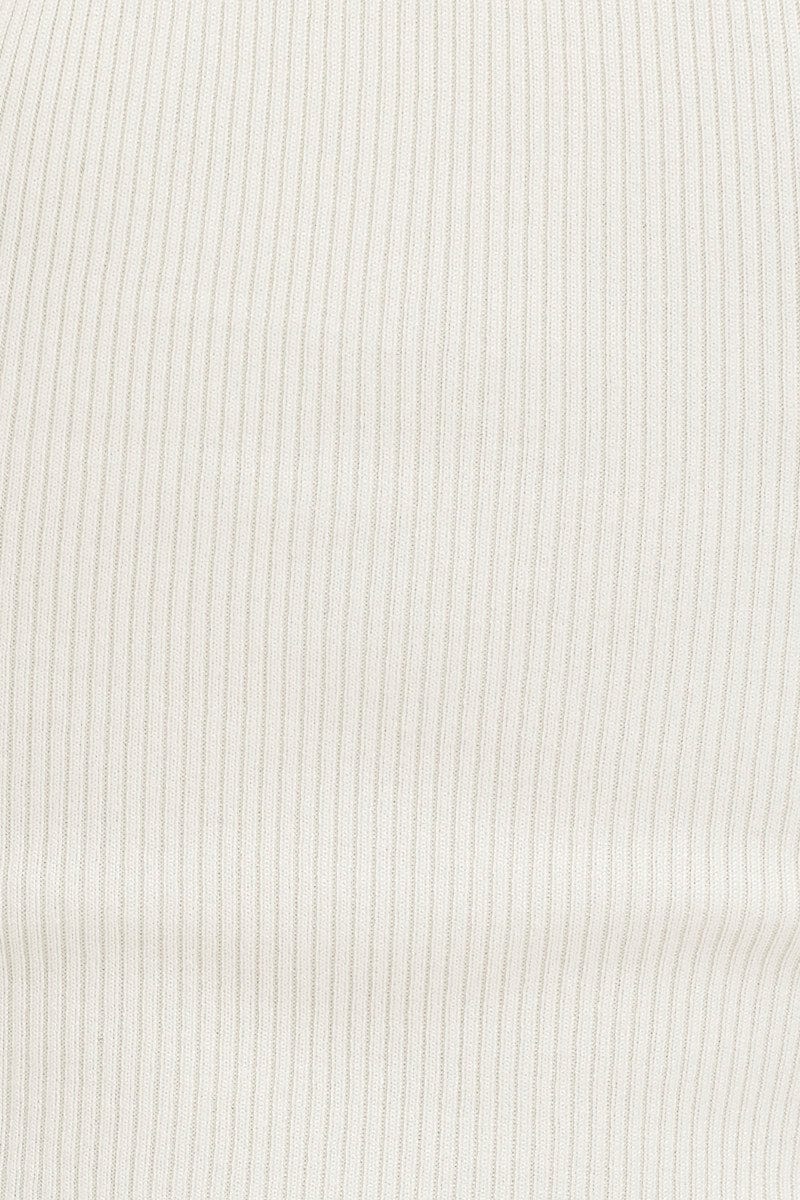 White Knit Top Sleeveless Crop Round Neck
