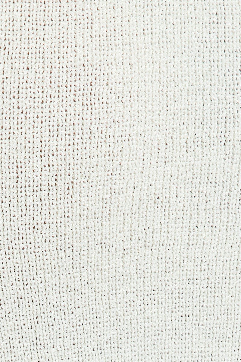 White Midi Skirt High Waisted A-line Ladder Knit