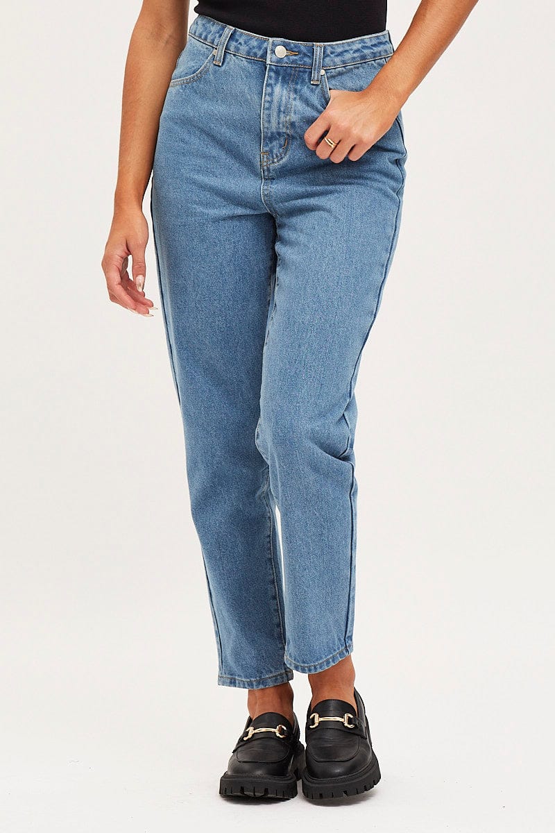 Blue Mom Jeans High Rise