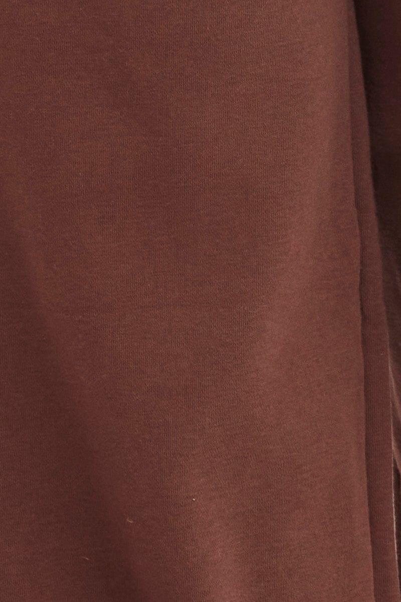 Brown Wide Leg Track Pants High Rise