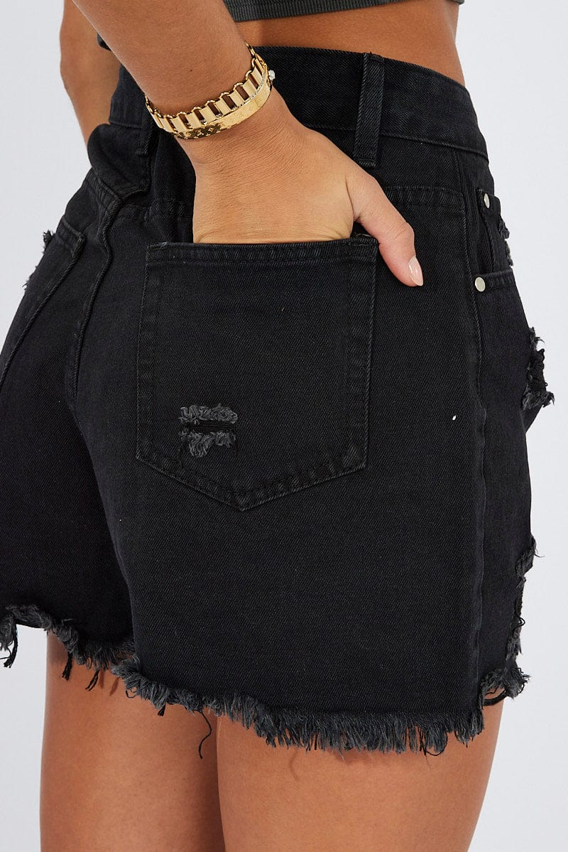 Black Mom Denim Shorts High Waist