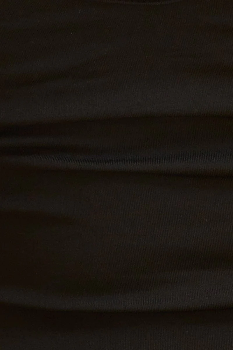 Black Crop Cami Top Smooth Scoop Neck Sleeveless