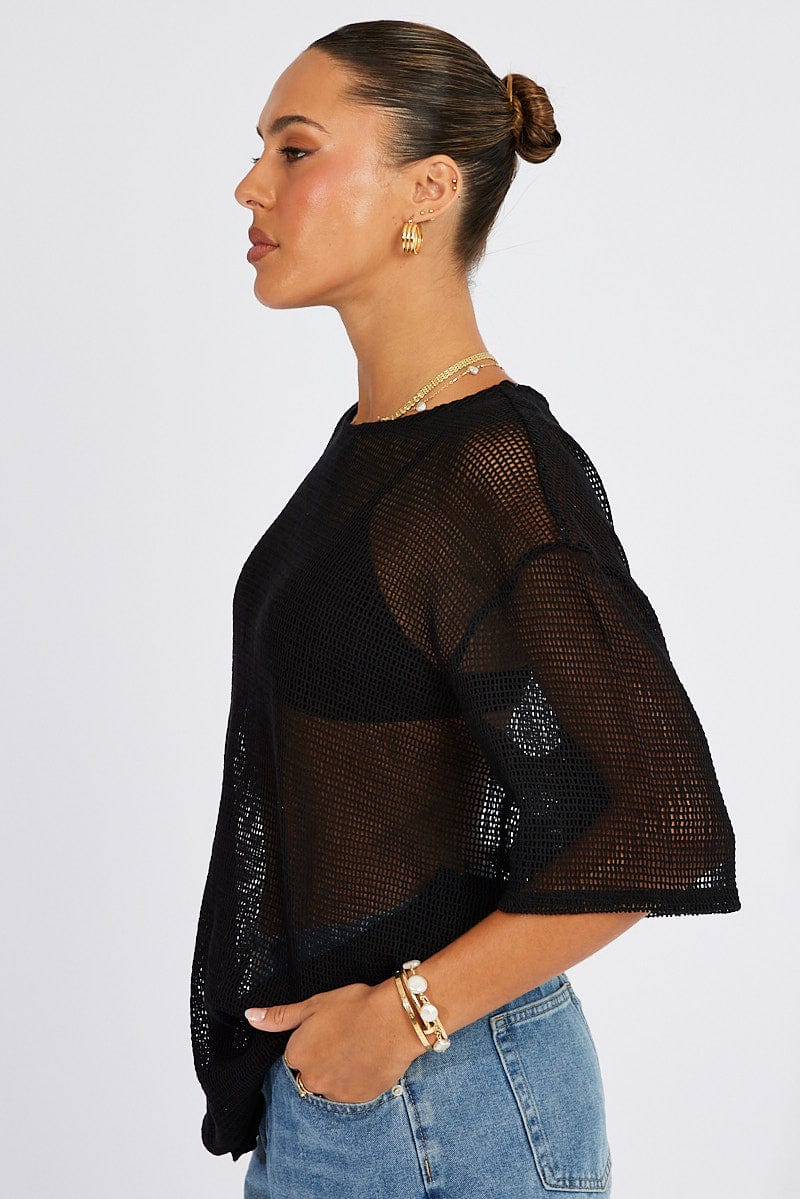 Black Relaxed Top Short Sleeve